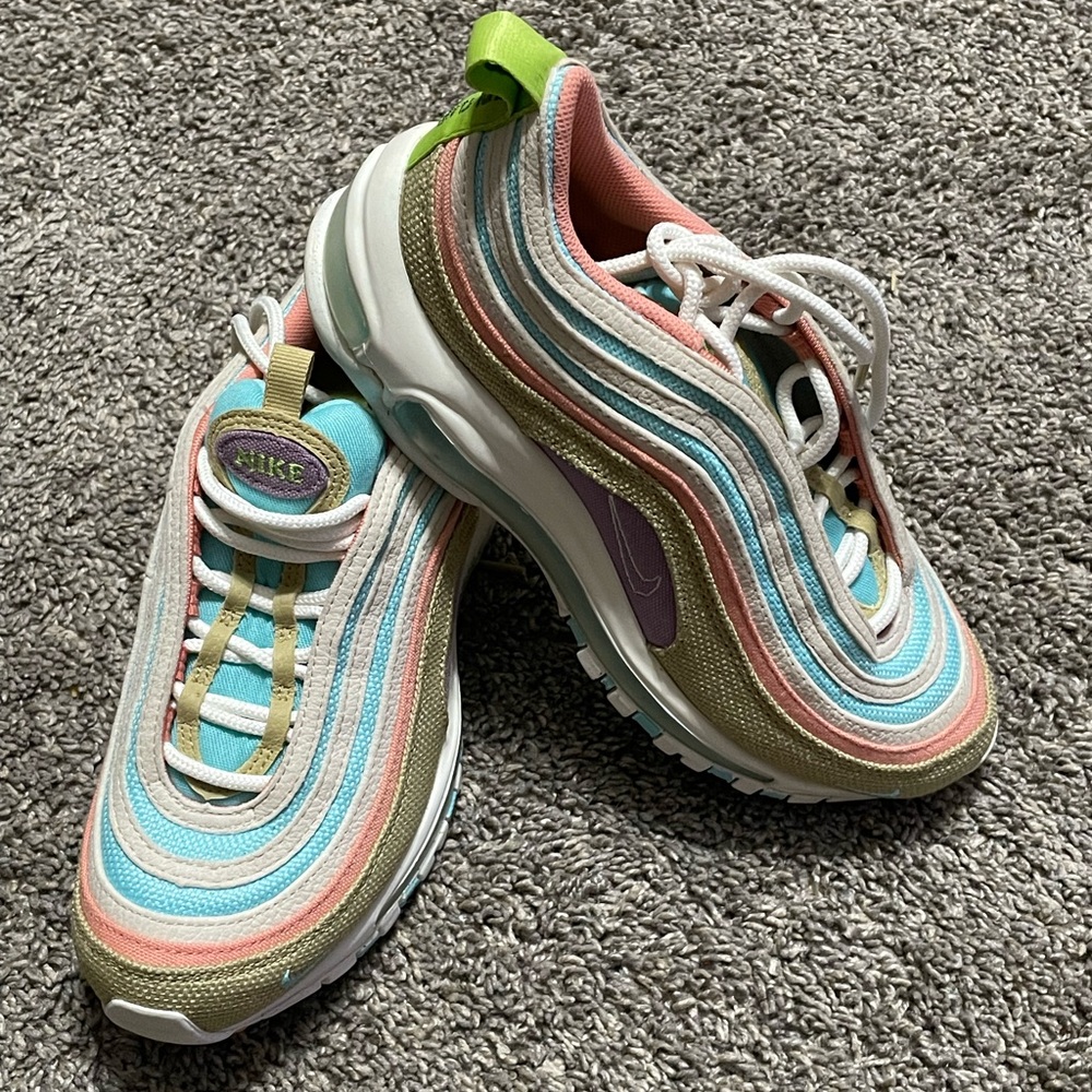 Nike Air Max 97 SE Sun Club Woman's Girls 5 Sneakers‎ Shoes Blue White Pink Tan